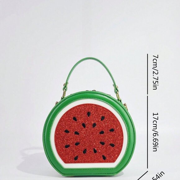 Green Cute Women's Street-Style Y2k Funny Watermelon Shaped Crossbody Bag - Picture 5 of 11